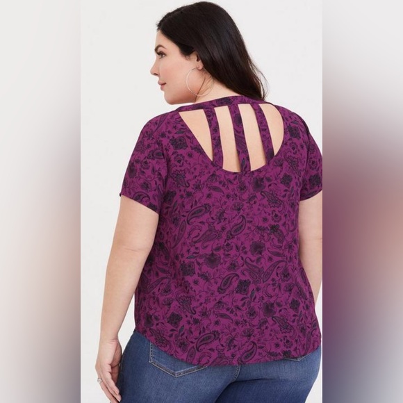 Torrid | Abbey Georgette Cage Back Blouse | size 3 - Picture 3 of 7